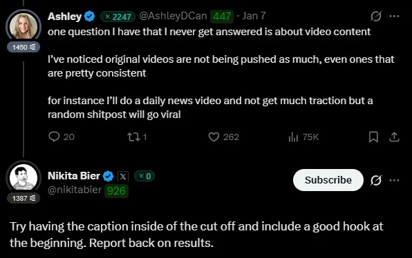 Nikita Bier tips on optimizing post hooks before show more cutoff